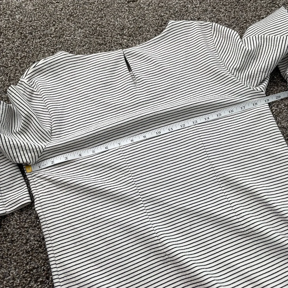 J. Crew Gray Sheath Dress with Bell Sleeves Medium size black and white cotton - Picture 13 of 15